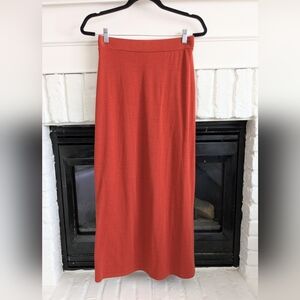 UK2LA Rust Orange Knit Midi Skirt Stretch Waist Size M/L